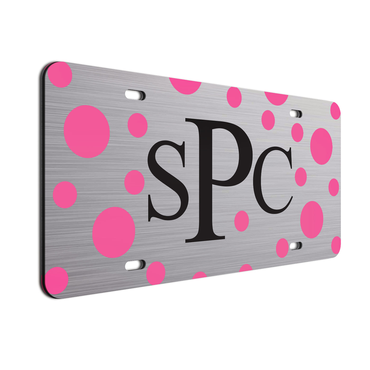 Polka Dot Bold Text Car Tag  Pink