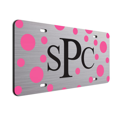 Polka Dot Bold Text Car Tag  Pink