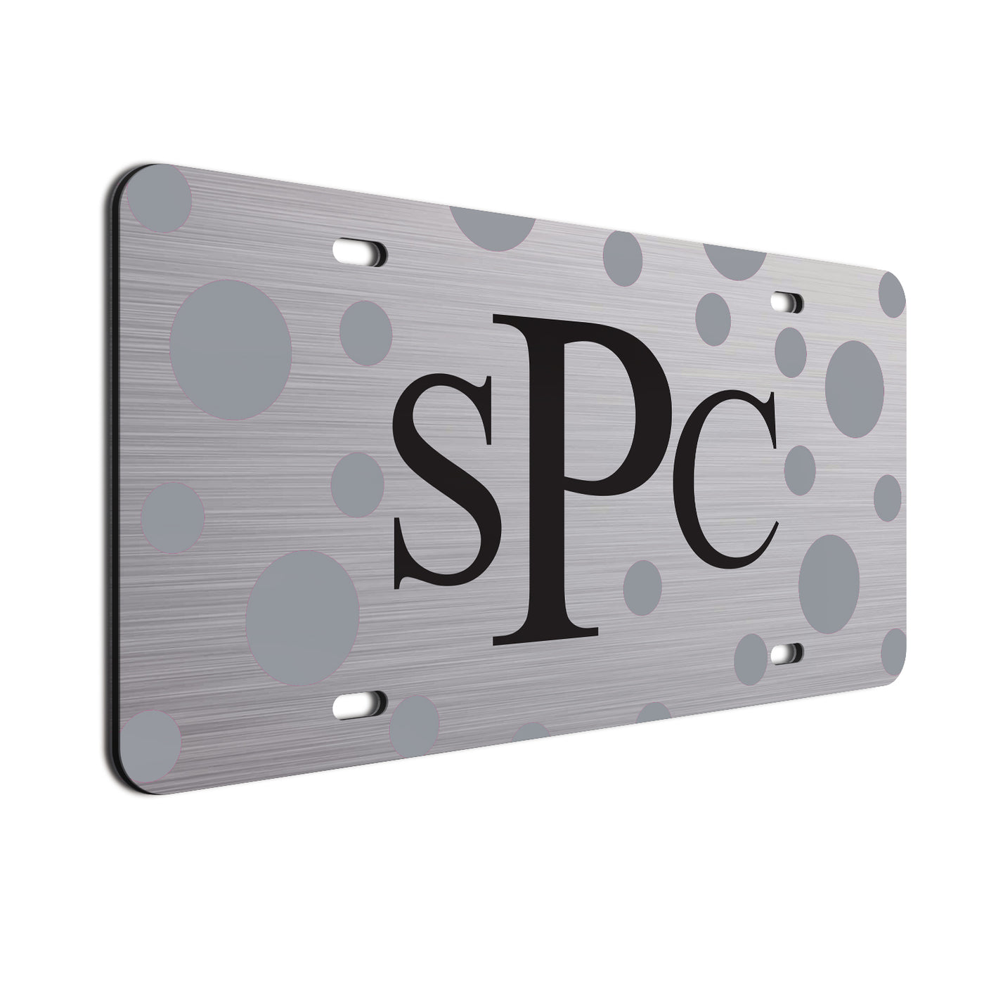 Polka Dot Bold Text Car Tag Silver