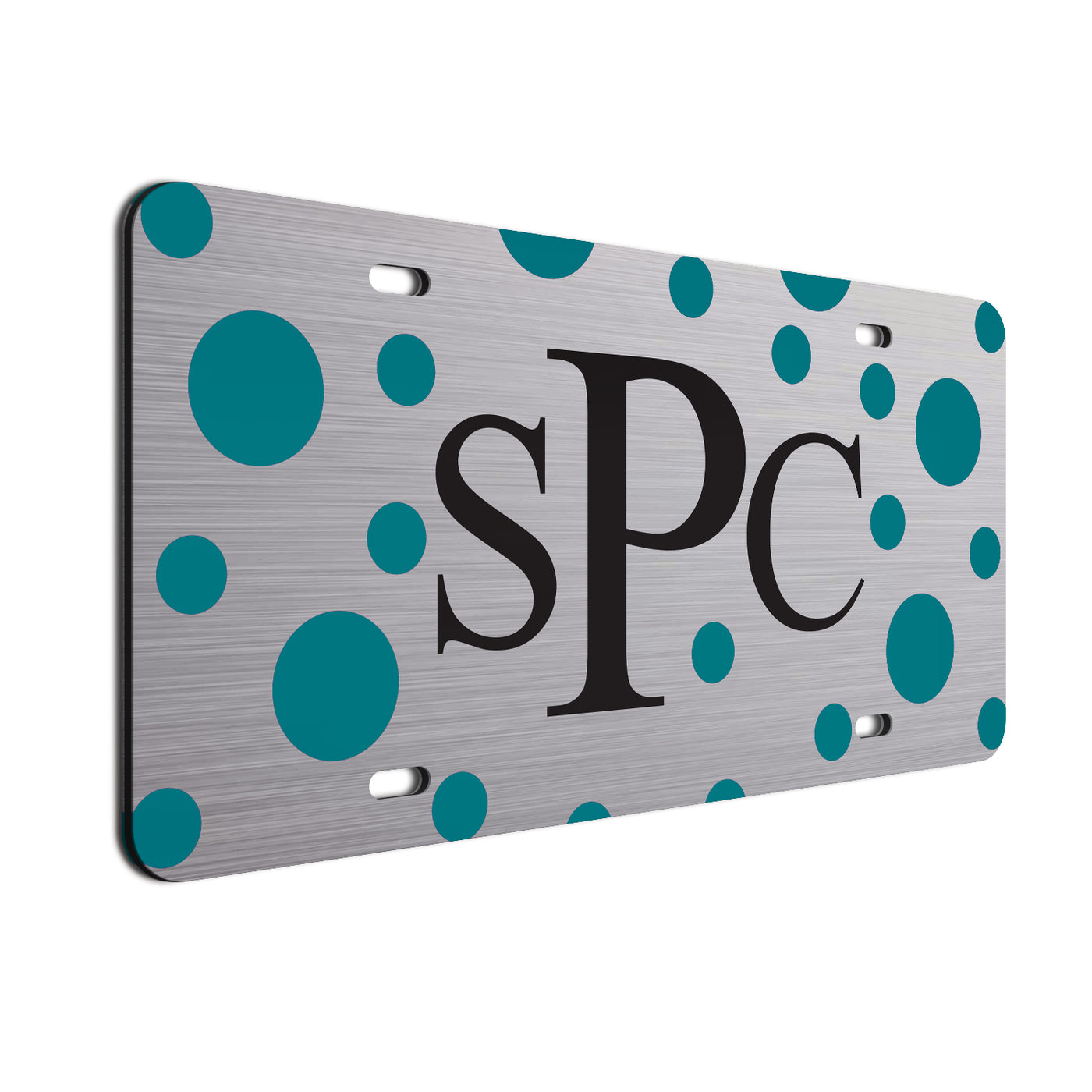 Polka Dot Bold Text Car Tag Teal