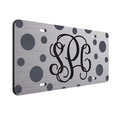 Polka Dot Vine Text License Plate  Charcoal