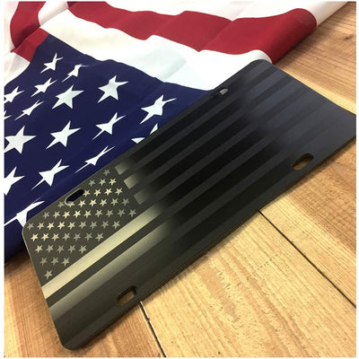 American Flag License Plate Black On Black