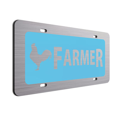 Chicken Farmer License Plate Baby Blue