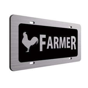 Chicken Farmer License Plate Black