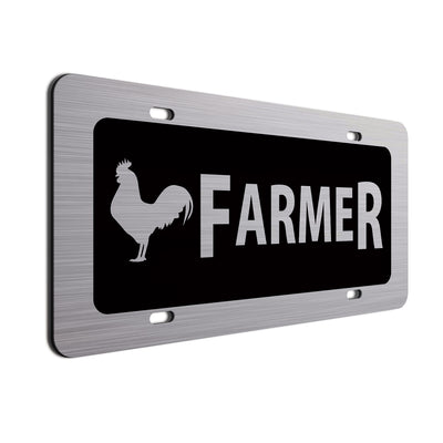 Chicken Farmer License Plate Black