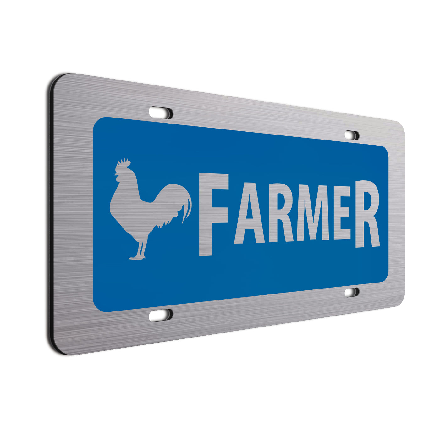 Chicken Farmer License Plate Blue
