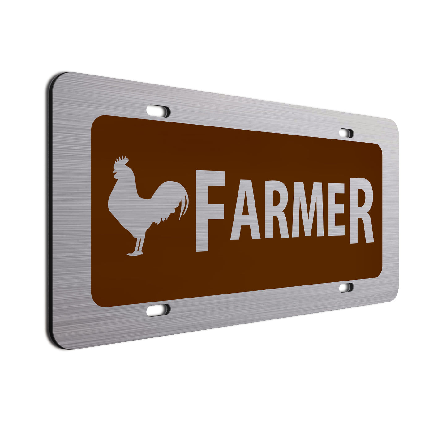 Chicken Farmer License Plate Brown