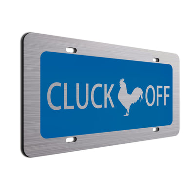 Cluck Off Car License Plate Blue