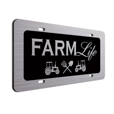 Farm Life Black License plate