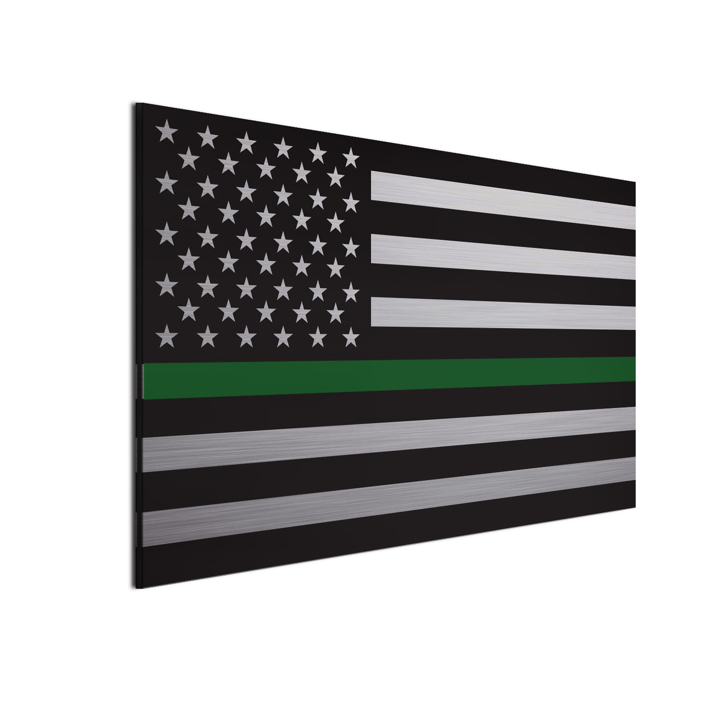 Sliver on black with green stripe.