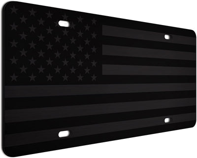 American Flag License Plate Ghost Black