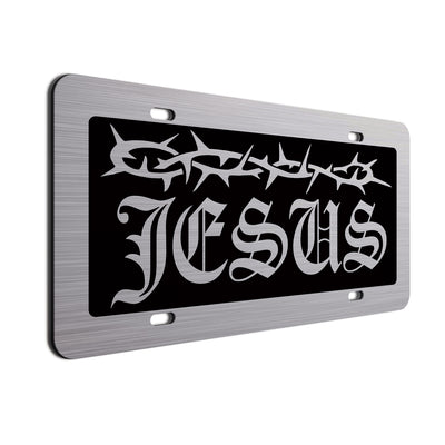 Jesus License Plate Black