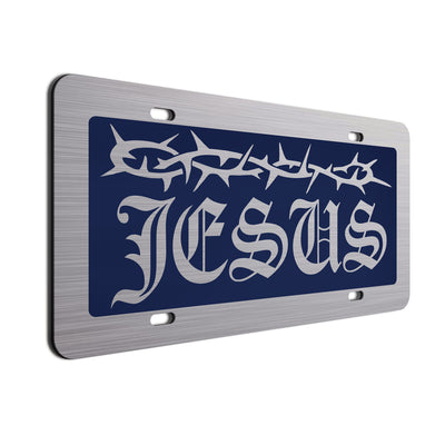 Jesus License Plate Blue
