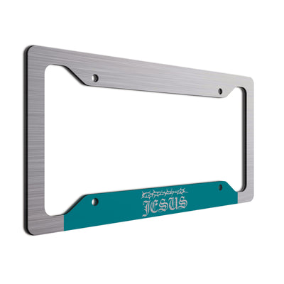 Jesus Car Tag Frame Teal