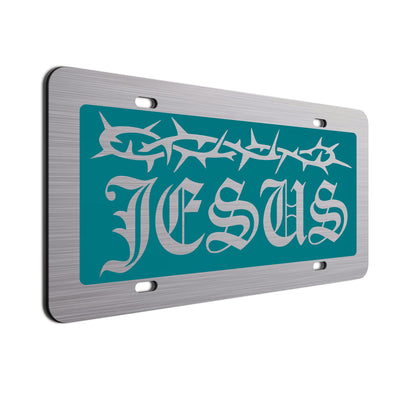 Jesus License Plate Teal