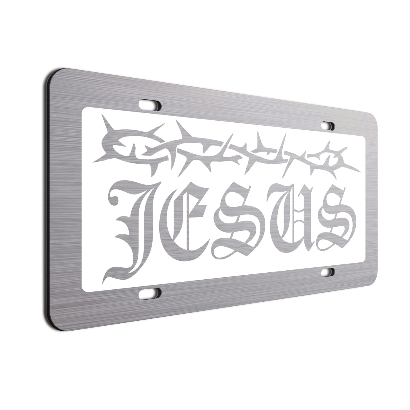 Jesus License Plate White