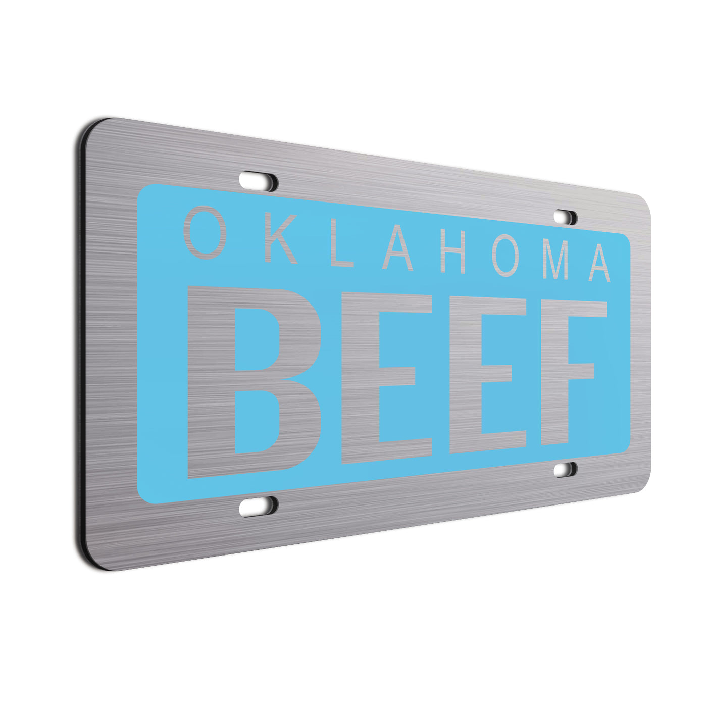  Oklahoma Beef Car License Plate Baby Blue