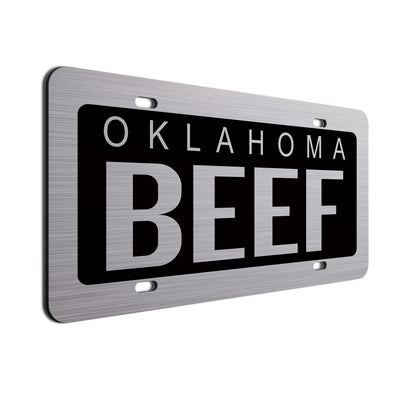 Oklahoma Beef Car License Plate Black