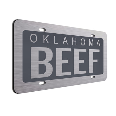 Oklahoma Beef Car License Plate Charcoal