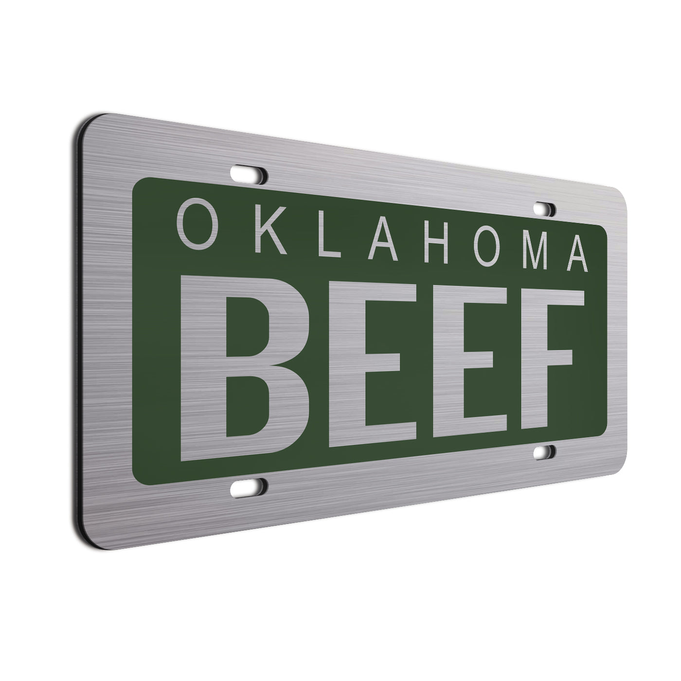 Oklahoma Beef Car License Plate Dark Green
