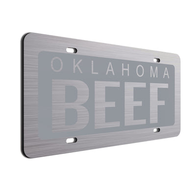 Oklahoma Beef Car License Plate Red