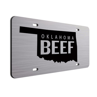 Beef Car License Plate: Oklahoma Black