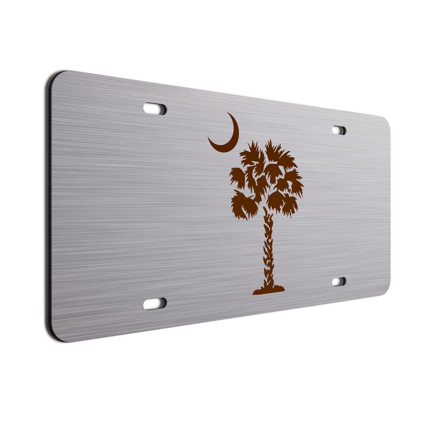 Palm Tree Crescent Moon Car Tag Brown