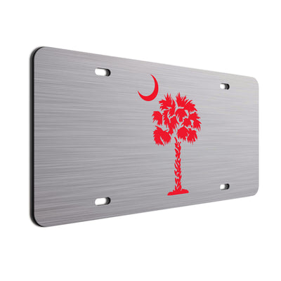 Palm Tree Crescent Moon Car Tag Red