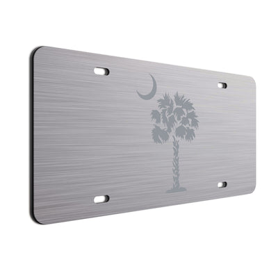 Palm Tree Crescent Moon Car Tag Silver