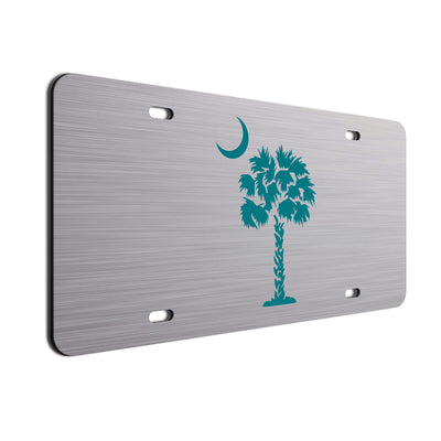 Palm Tree Crescent Moon Car Tag Teal