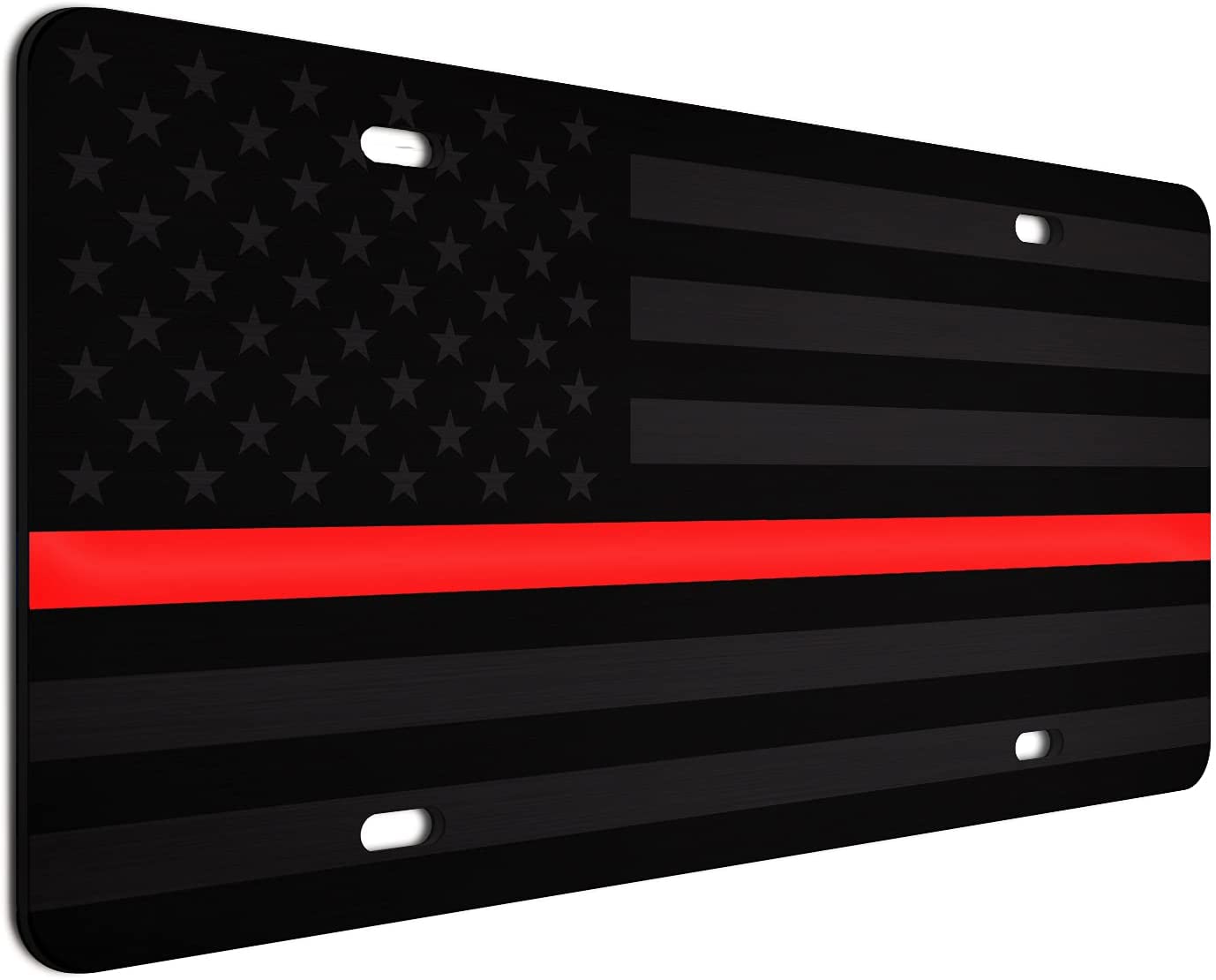 American Flag License Plate Ghost Red Line