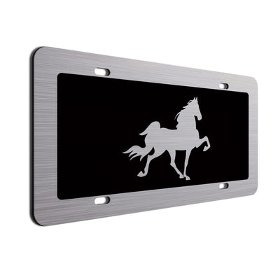 Horse Car License Plate Black