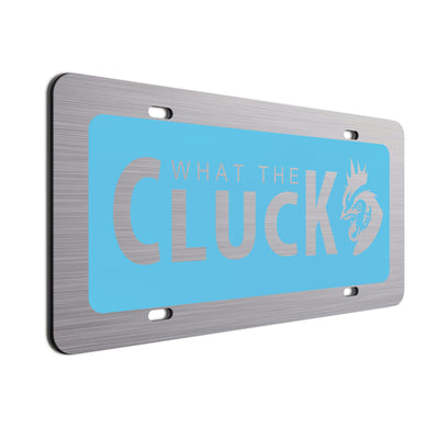 What The Cluck License Plate Baby Blue