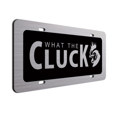 What The Cluck License Plate Black