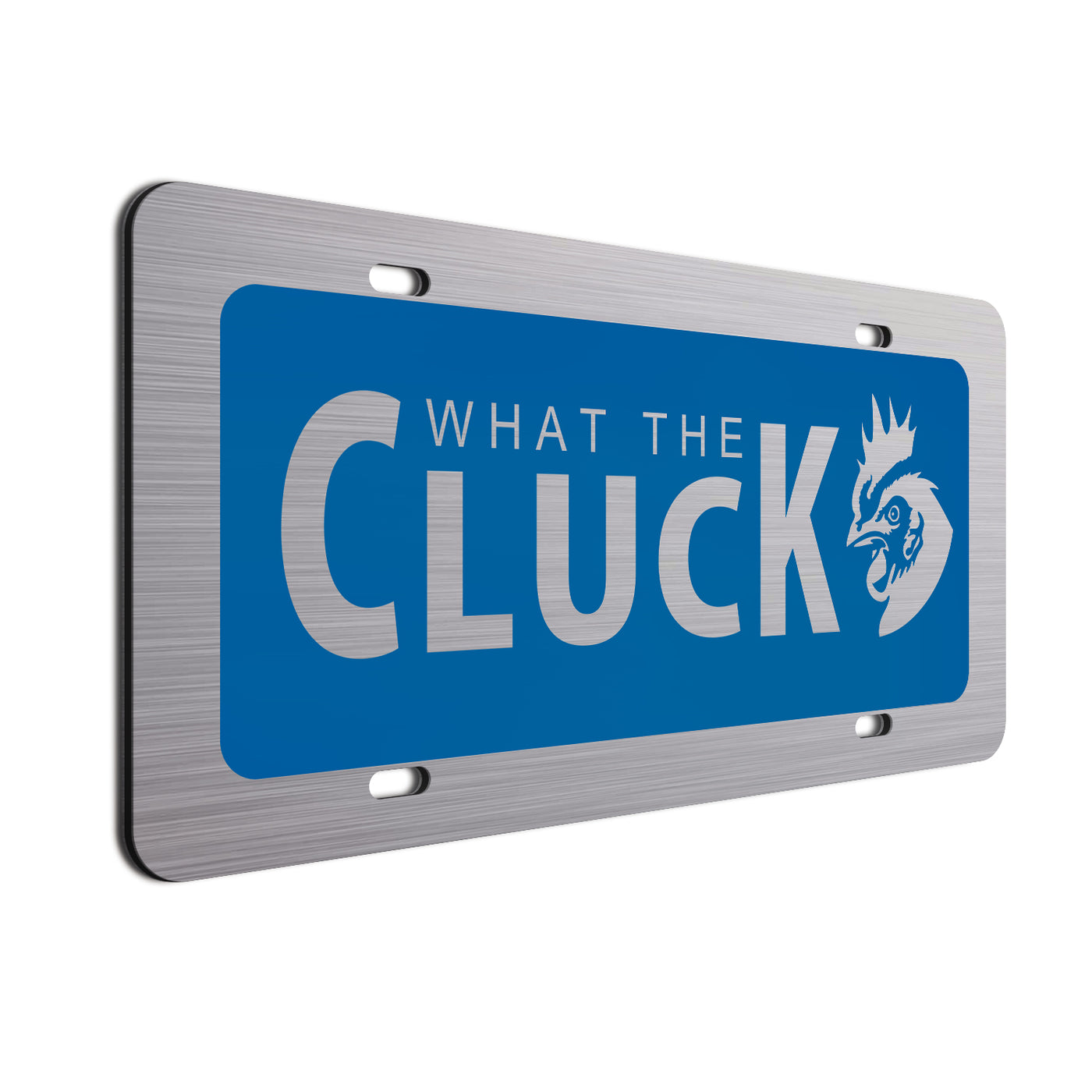 What The Cluck License Plate Blue