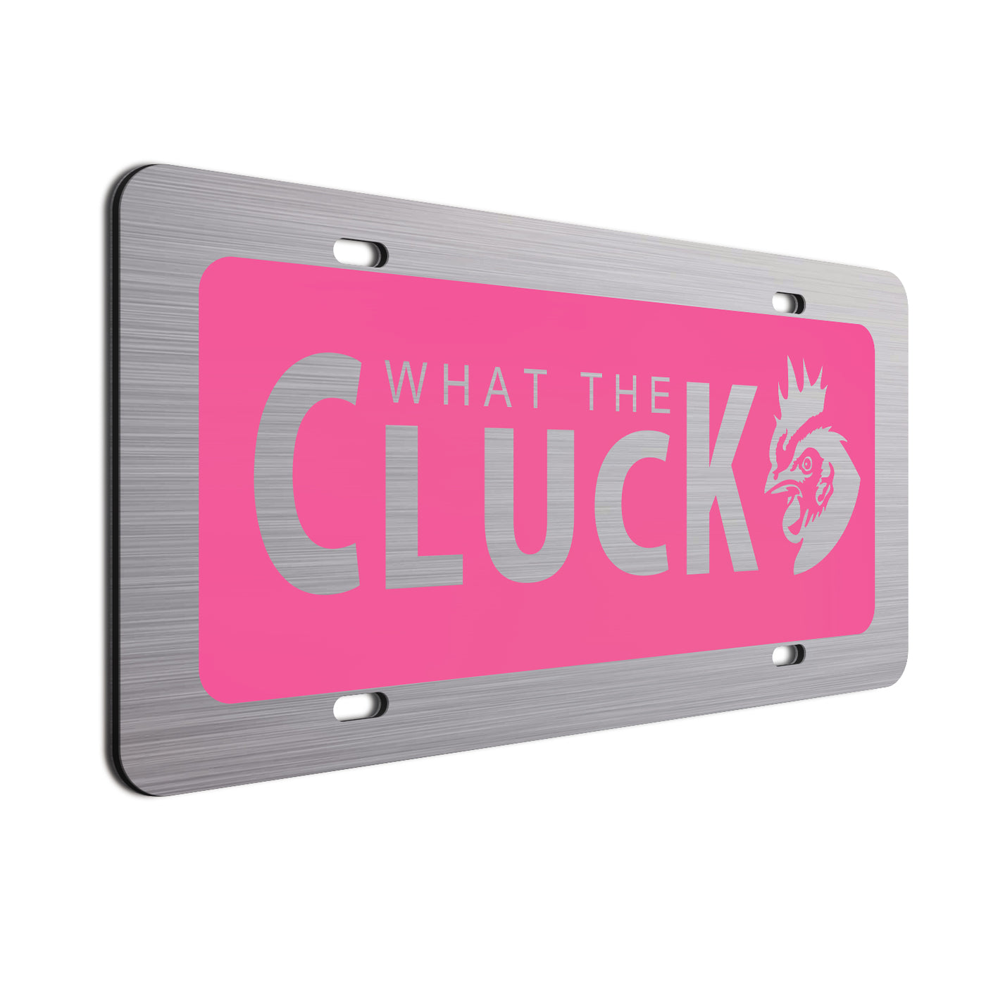What The Cluck License Plate Pink