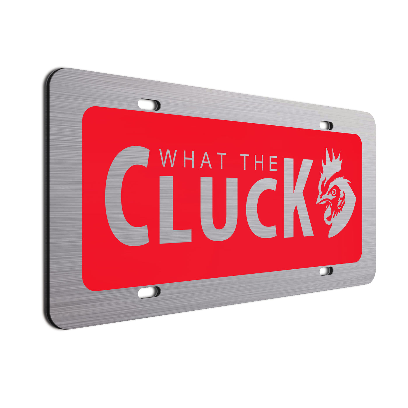 What The Cluck License Plate Red