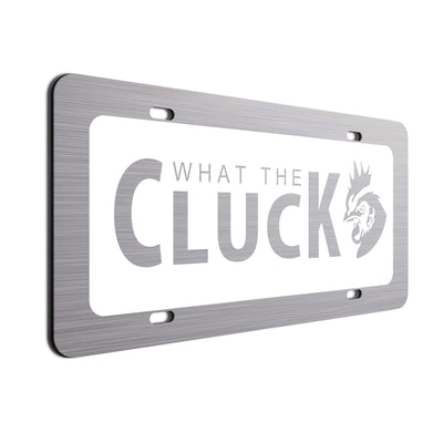What The Cluck License Plate White