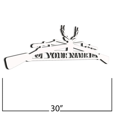 Gun  Sign White 30 Inch