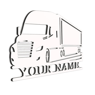  Semi Truck Sign White 