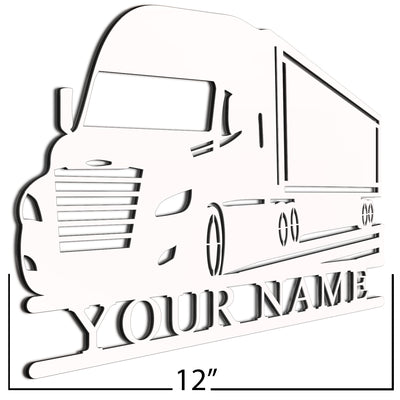  Semi Truck Sign White 12 Inch