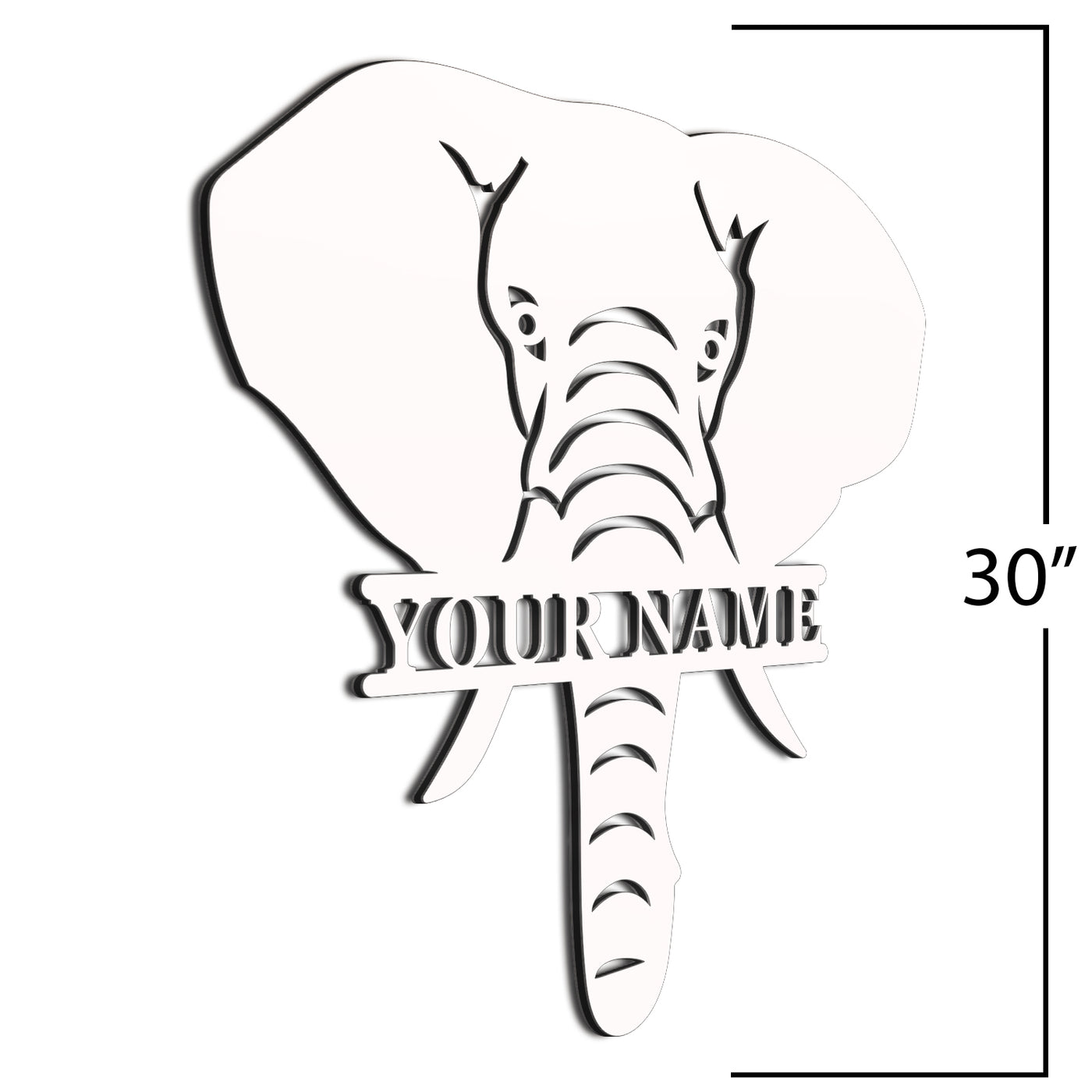 Elephant  Sign White 30 Inch