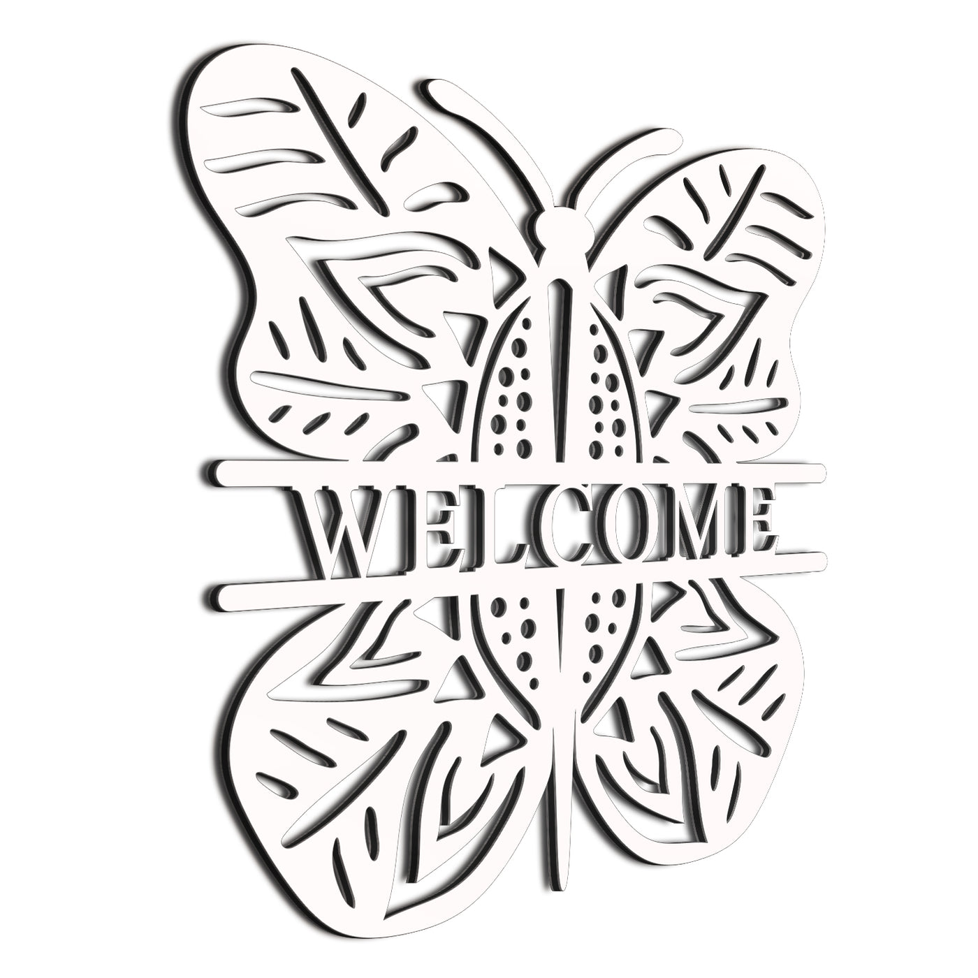 Butterfly Welcome Sign White