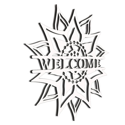  Aluminum Sunflower Welcome Sign: White 