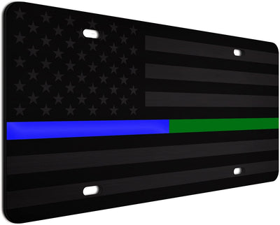 American Flag License Plate Ghost Half Blue Half Green Line