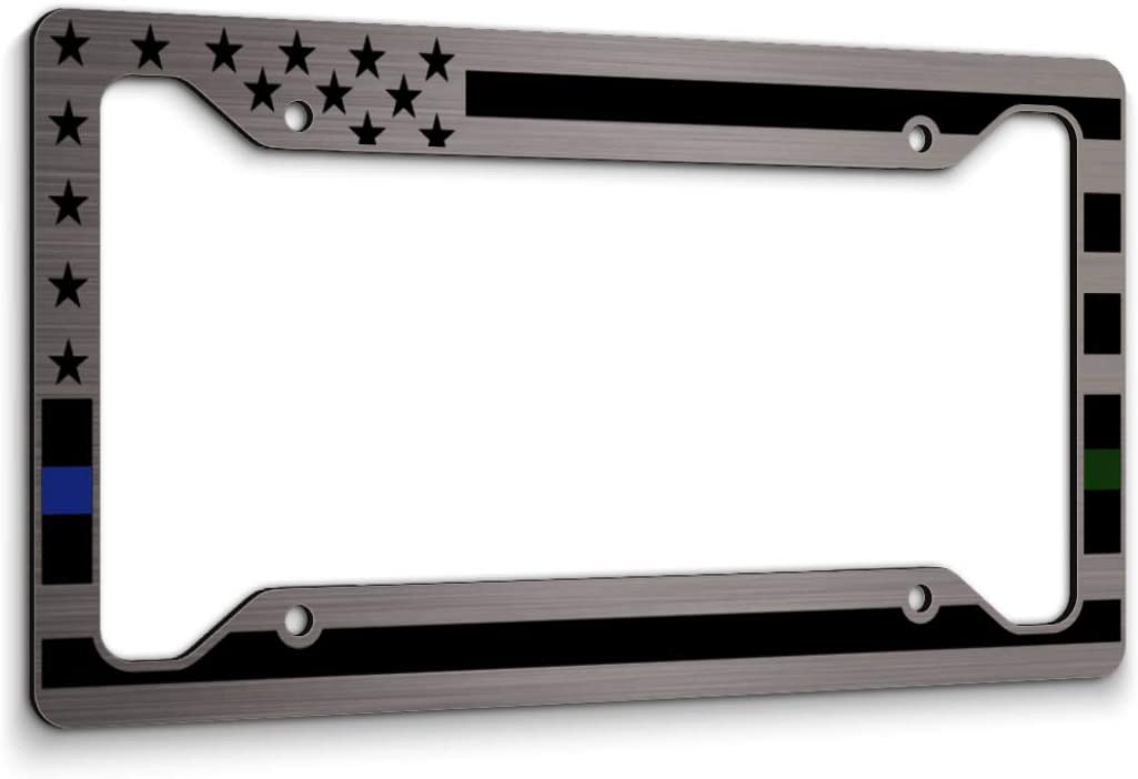 American Flag License Plate Frame Half Blue Half Green Line