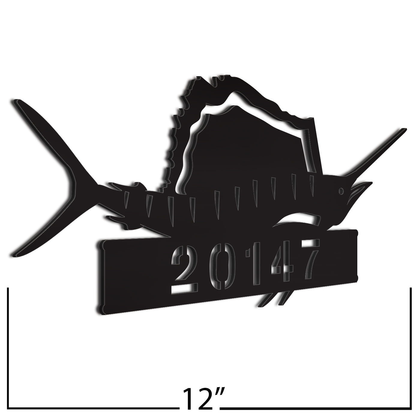 Address Number Sign Black 12 Inches Marlin
