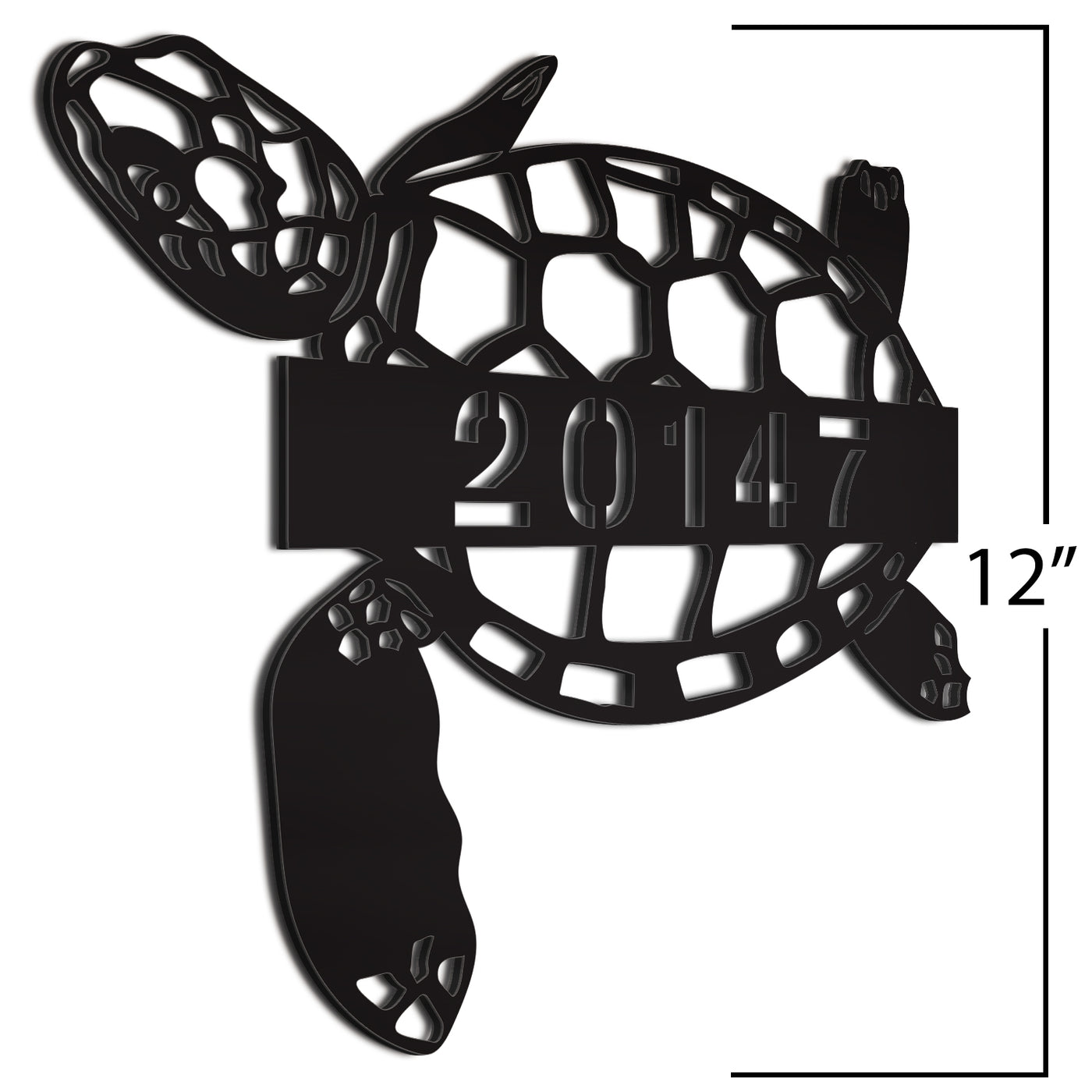 Address Number Sign Black 12 Inches Sea Turtle