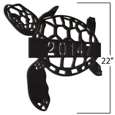 Address Number Sign Black 22 Inches Sea Turtle