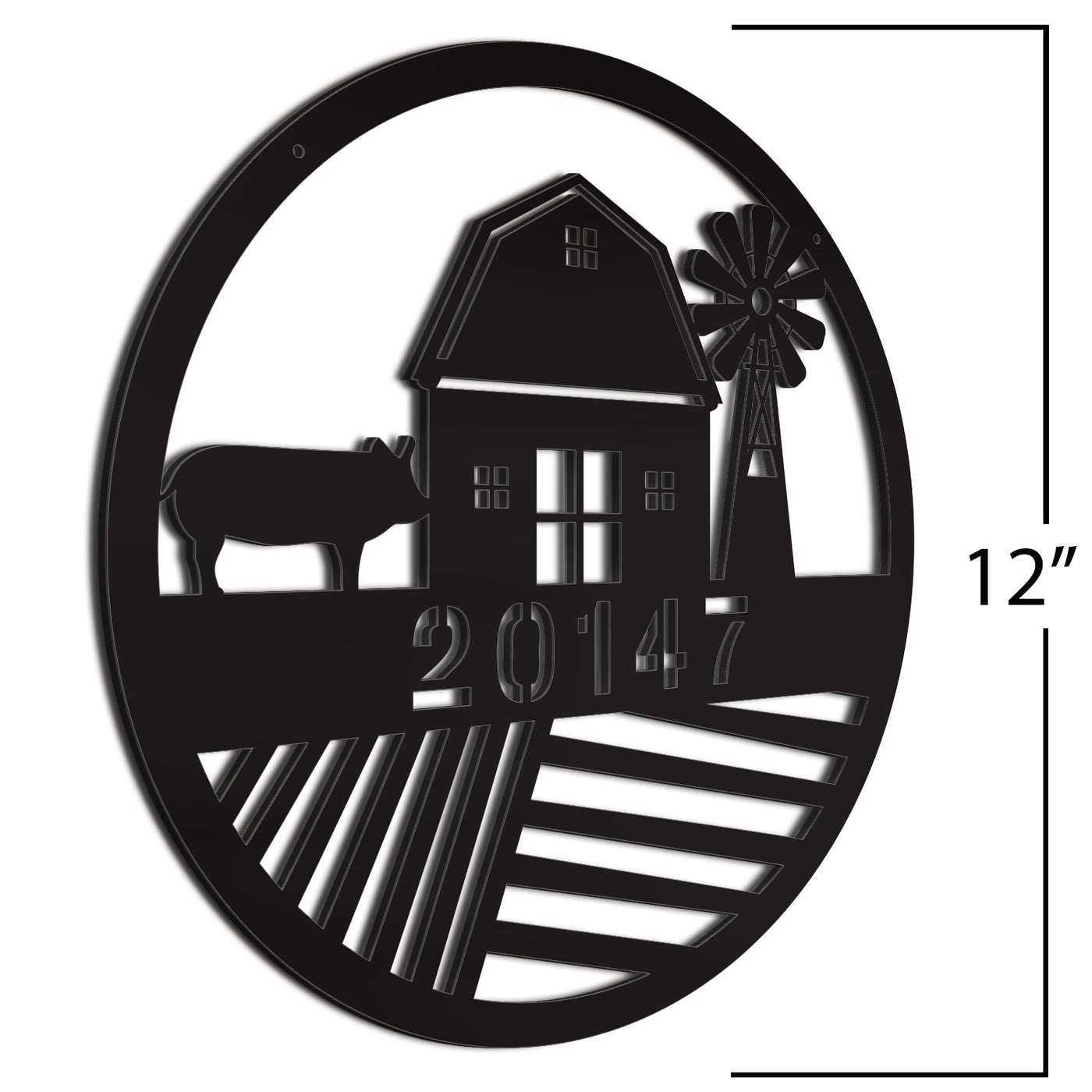 Address Number Sign Black 12 Inches Barn